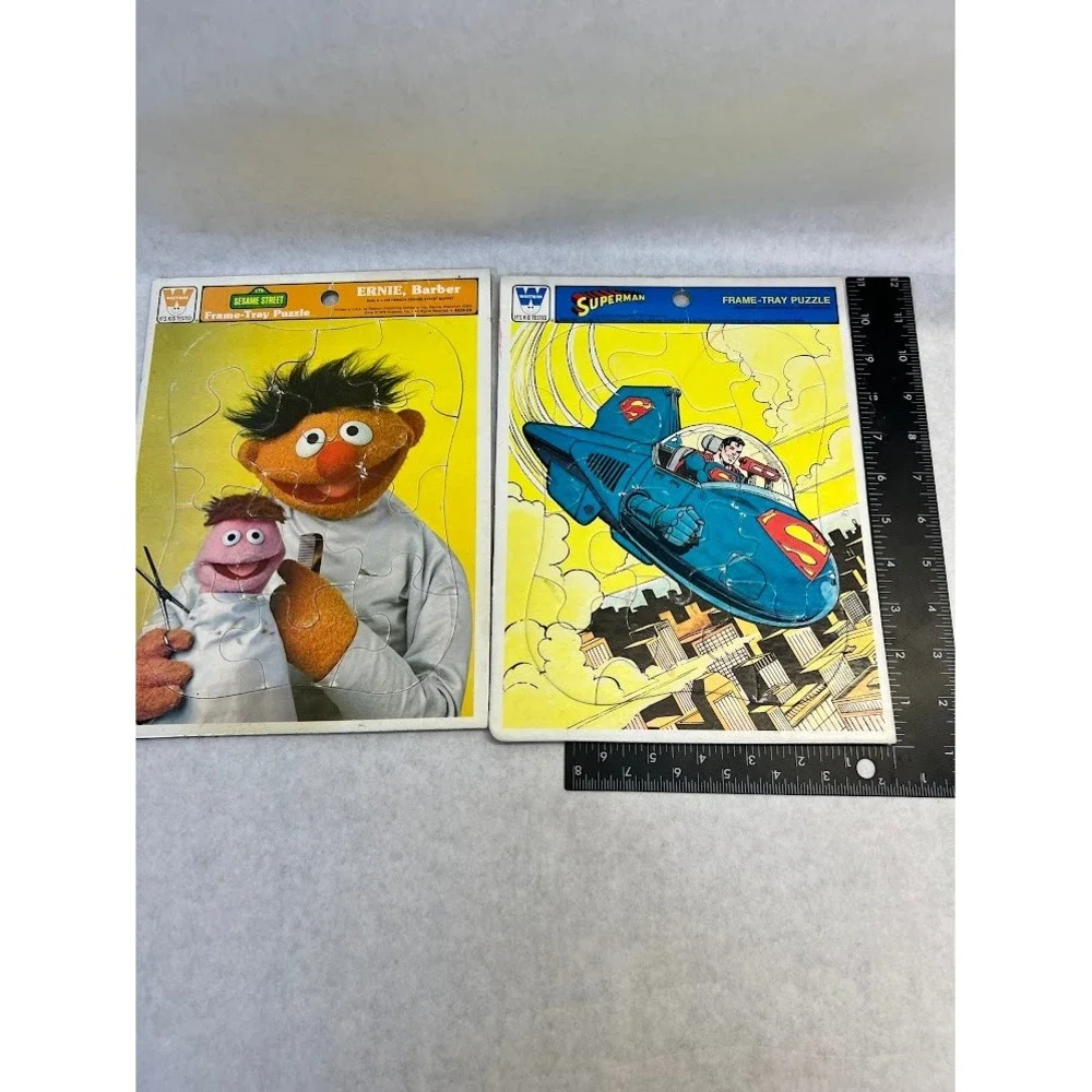 Vintage Whitman Frame-Tray Puzzles Superman & Sesame Street Ernie Barber 1979